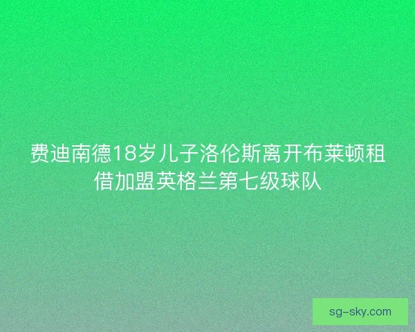 费迪南德18岁儿子洛伦斯离开布莱顿租借加盟英格兰第七级球队